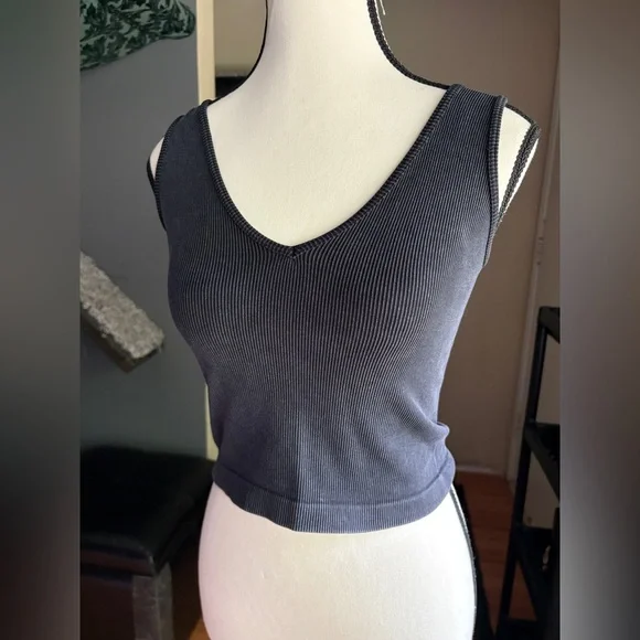 Grey Ribbed Tank Top - Picture 1 of 7